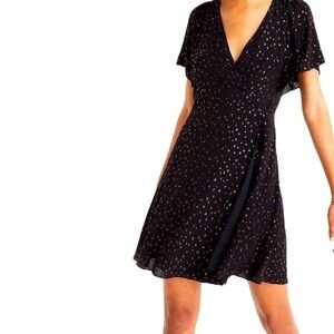 MADEWELL cape sleeve mini dress with metallic dots